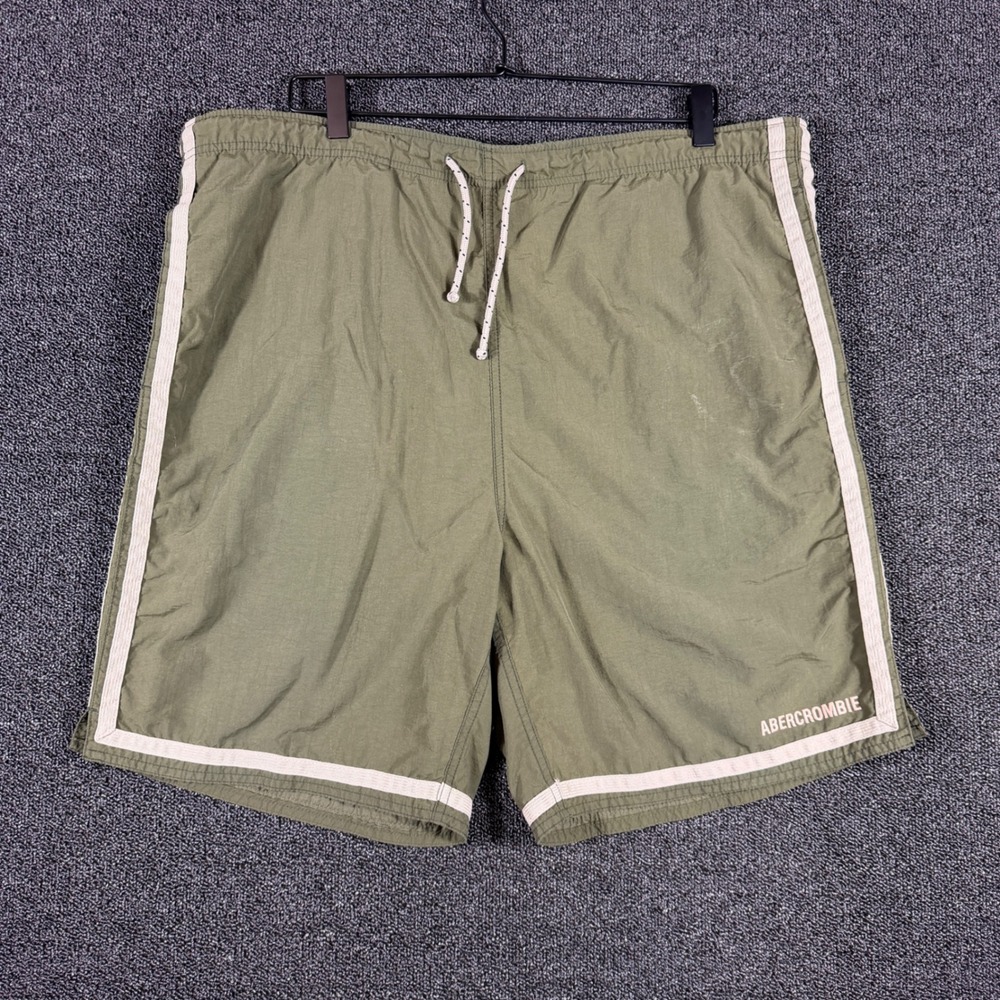 Vintage Abercrombie & Fitch Men's L Olive Green Nylon Board Shorts Swim Trunks